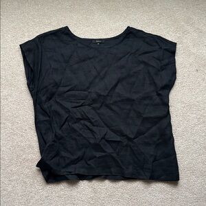 Quince Black Linen Cap Sleeve Top Size Medium